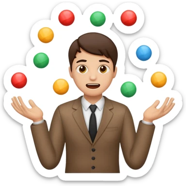 an emoji that depicts a product manager juggling work with panic, can you make it more gender neutral  sticker