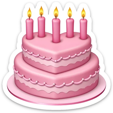 Pink heart shaped fancy birthday cake sticker