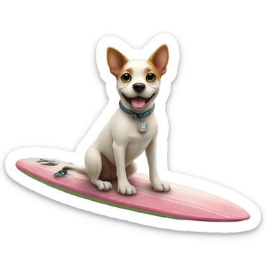 Dog on surfboard  sticker