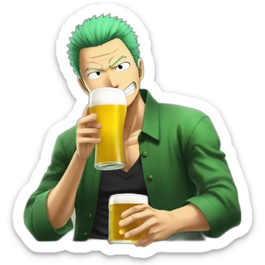 Roronoa zoro tien un biere sticker