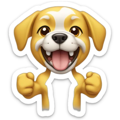 yellow and white dog with muscles and thumbs up showing the whole body sticker