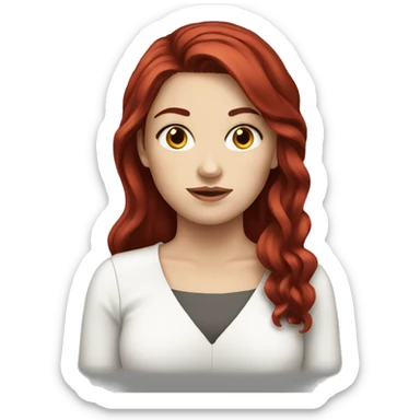 White girl dark red hair sticker