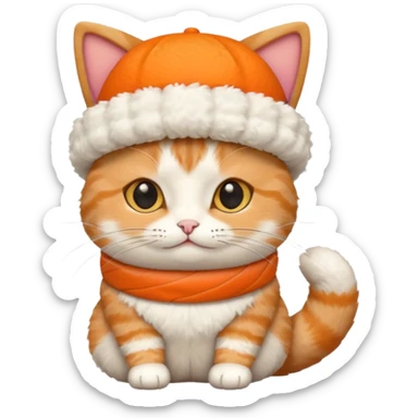 cat wearing a sushi roll as a hat, sitting position sticker