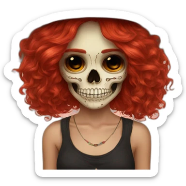 Skull girl mexican red hair Sombrero indie rock sticker