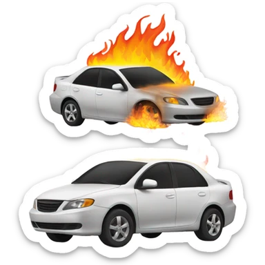 Car on fire sticker