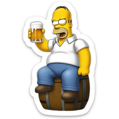 Homer simpson boit une bière sticker