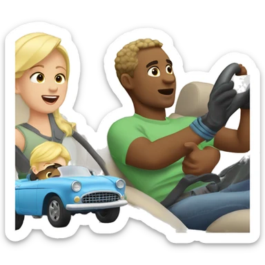 blonde dad plays cars with babyson sticker