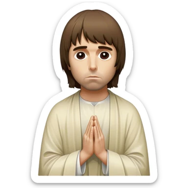 Liam Gallagher praying at the feet of Jesus  sticker