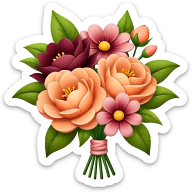Peach and maroon flower bouquet  sticker