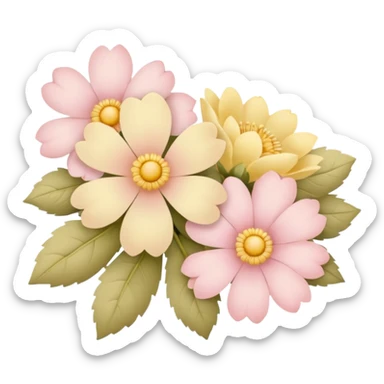 flowers in soft pink, beige and yellow pastel colors sticker