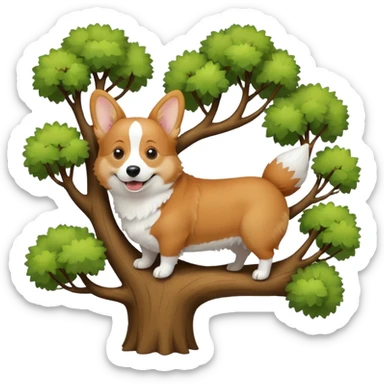 corgi in a tree sticker