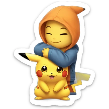 pikachu and charmander hugging sticker