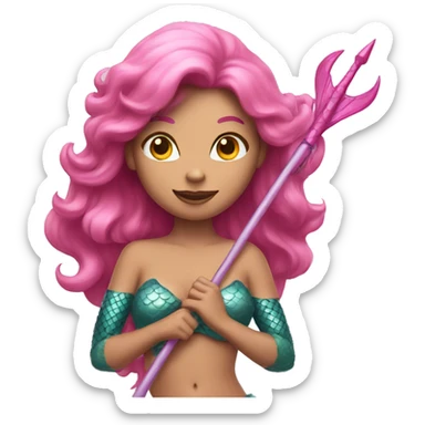 Pink Mermaid holding a trident  sticker