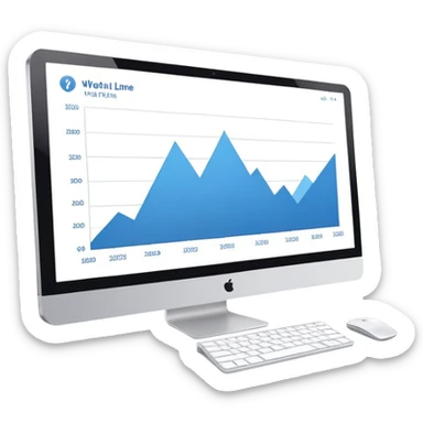 computer screen displaying a single presentation slide with a title line and chart icon sticker