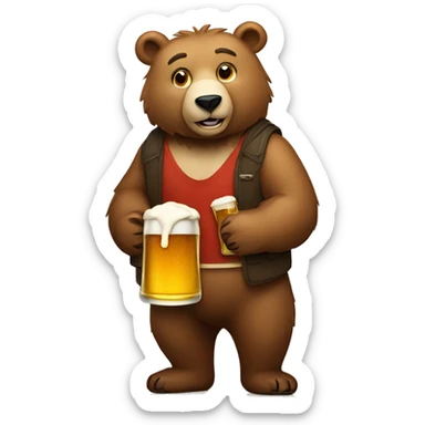 Bear with beer sticker