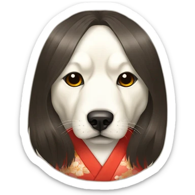 hot-guy-noh-dog-mask-longhair-japanese-kimono sticker