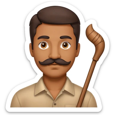 Brown man with mustache with stick lines  sticker
