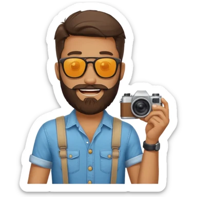 bearded fotographer with summer clothes and sun glasses sticker