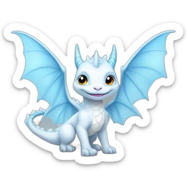 White  fairy dragon with light blue wings sticker