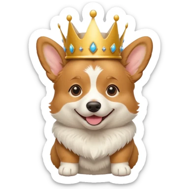 Corgi dog wearing royal crown on its head sticker