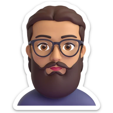 middle eastern man with medium length beard, unibrow, tan skin, brown eyes, wearing stylish glasses sticker