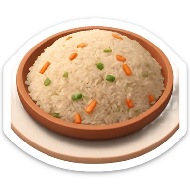 fried rice with mixed of brown rices on a terra cotta plate (no vegetables) sticker