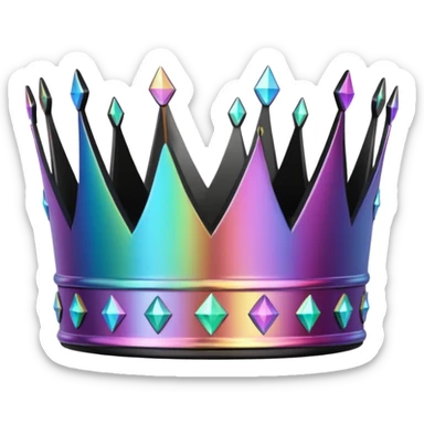 Iridescent Holographic And Black Crown sticker