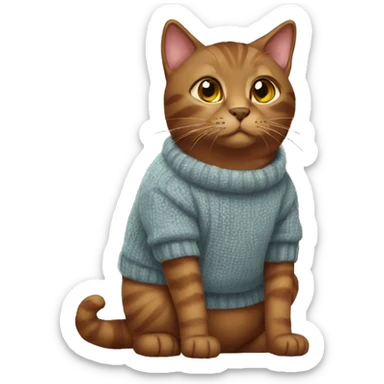 Brown cat wearing a jumper sticker