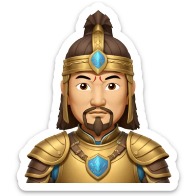Genghis Khan in armor in 3/4 position sticker