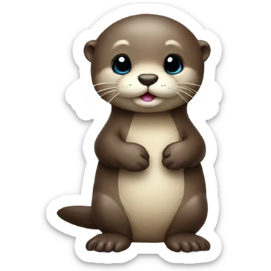 Cute baby otter. Wearing mittens. Full body.  sticker