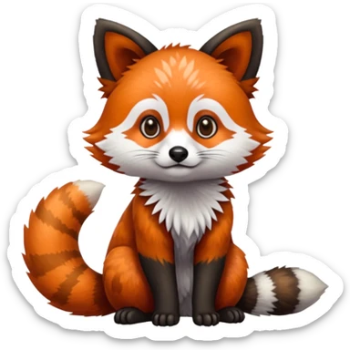 Black-eared Realistic patterned speckled flurry scaly 4-legged quadrupedal Red-Panda-Munchkin-Kitten-Lemur-Raccoon-Dog-Red-Fox-animal-fusion-hybrid, Full body sticker