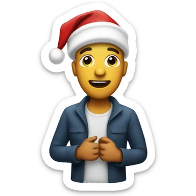 Singing man with Christmas hat sticker