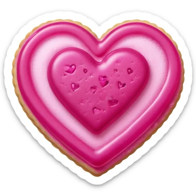 Realistic shortbread cookie in the shape of a heart with Fuchsia color jelly middle filling and sprinkled powder sugar on top. sticker