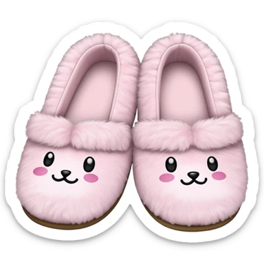Powder pink fluffy slippers sticker
