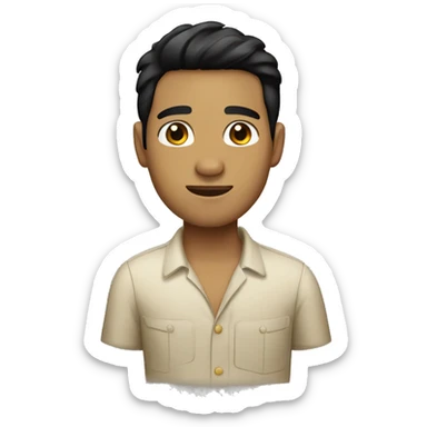 hawaiian guy with black hair brown eyes sticker