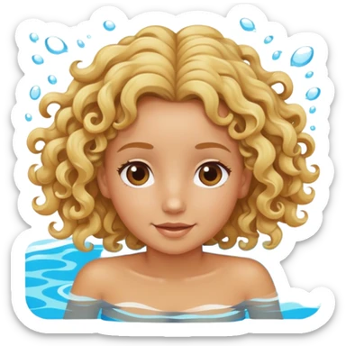 Fille blonde bouclée bronzée qui nage dans un piscine  sticker