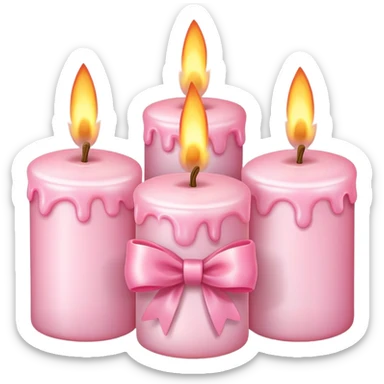light pink burning candles with bow sticker
