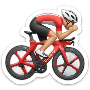 Triatleet op rode fiets sticker