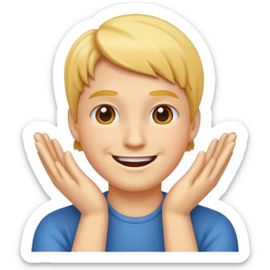 smiling face posing with hands under chin sticker