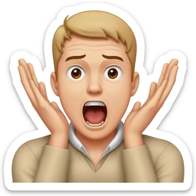 a man holding his hands on his neck crossed screaming sticker