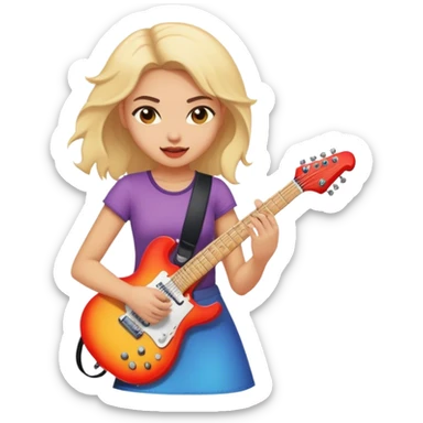 girl with electric guitar  sticker