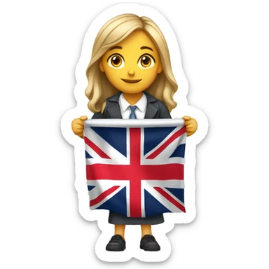 A girl teacher with a flag of England  sticker