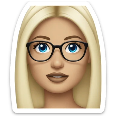 blonde kylie jenner with blue eyes and glasses  sticker