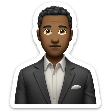 

Man in suit jacket 🧑‍💼 
Serious expression 😐
Looking to side 👀 sticker