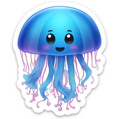 A blue jellyfish in love  sticker