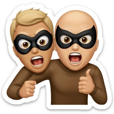 A man getting chased by a robber, screaming sticker