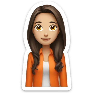 girl brunette in orange suit sticker