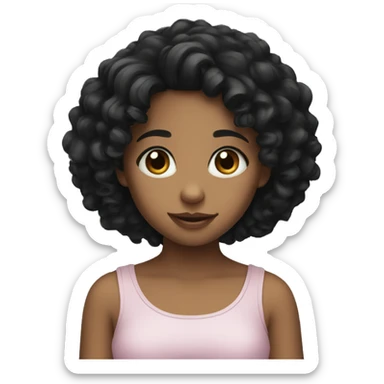Cute girl with black curly hair sticker