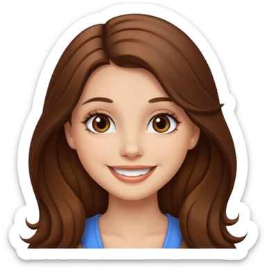 pretty girl brown long hair makeup sticker