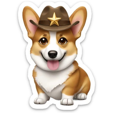 Corgi wearing shades and a brown fitted hat with a star on it sticker